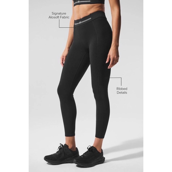 Alo Yoga Alosoft High-Waist 7/8 Relay Legging Black/White S - Picture 2 of 6